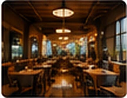 Warmly lit restaurant interior
