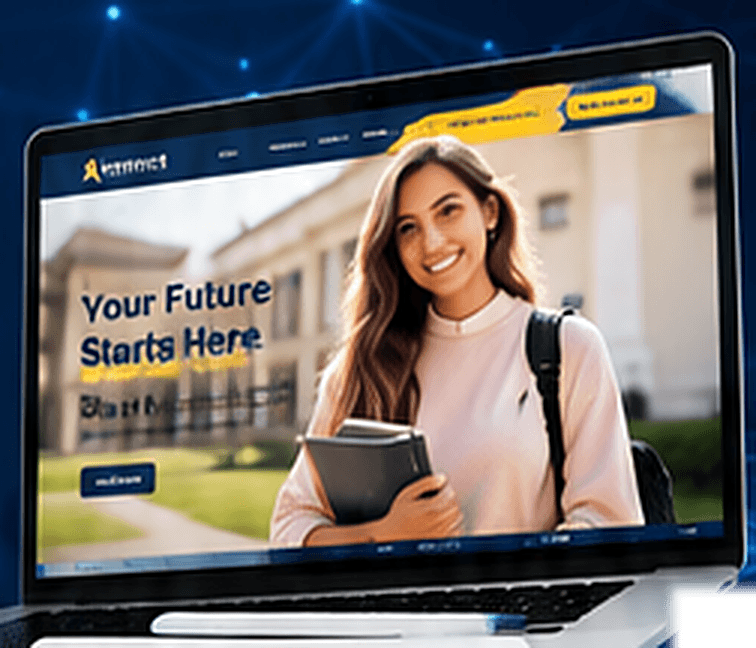 Higher education website designed by Real Xposure shown on a laptop